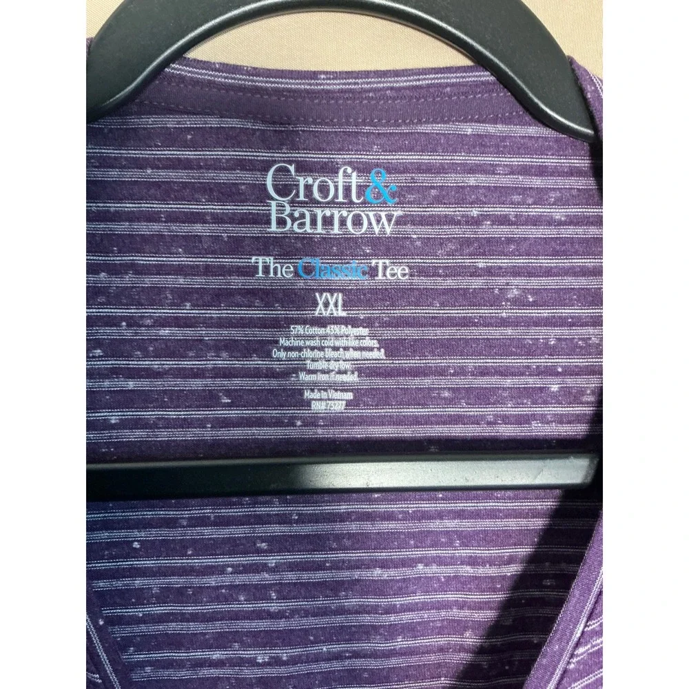 Croft & Barrow Striped Tee Women XXL Purple Excellent Long Sleeve Crew Neck